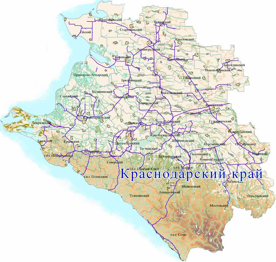 Карта краснодарского края подробная с городами, селами, районами и деревнями. схема и спутник онлайн