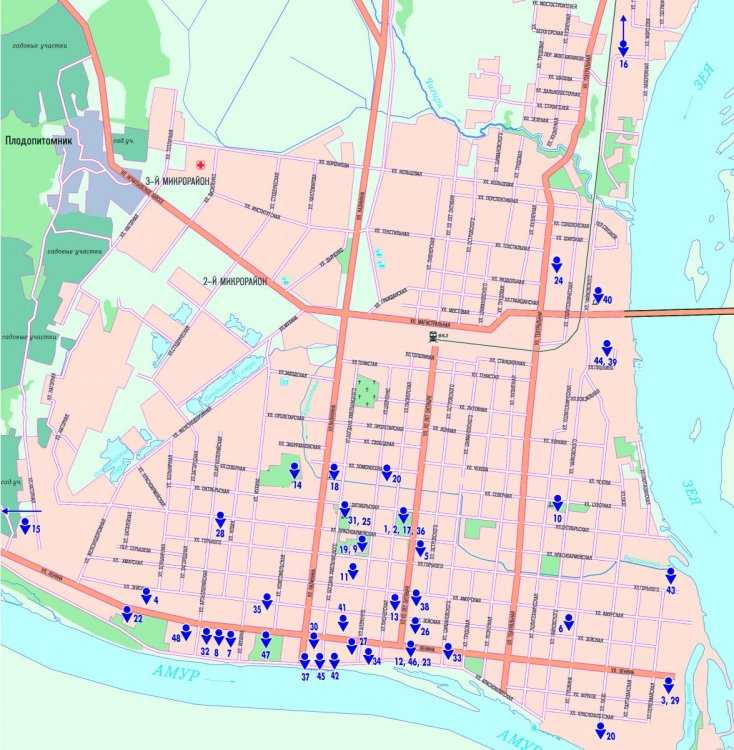 Карта благовещенска амурской обасти с улицами и домами