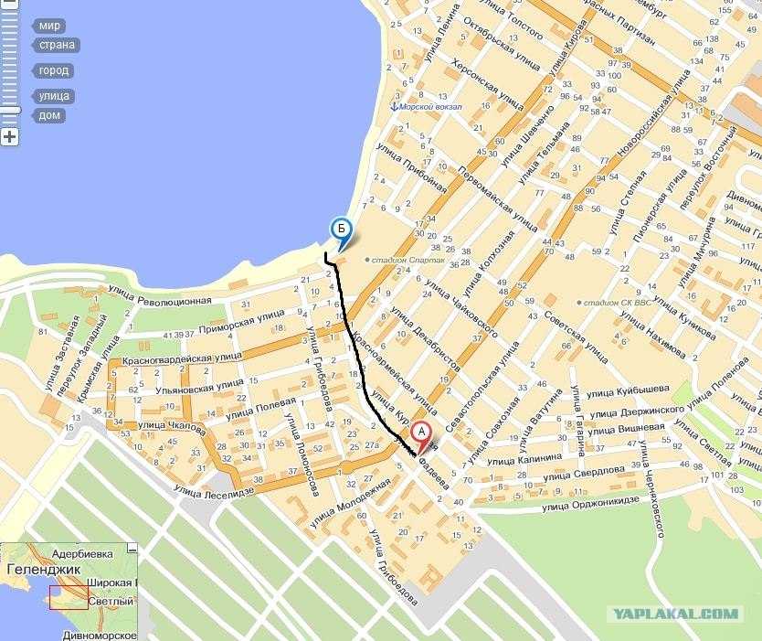 Карта геленджика с улицами подробная с номерами домов