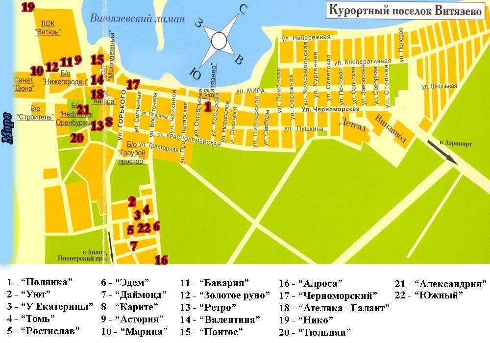 Карта поселка витязево