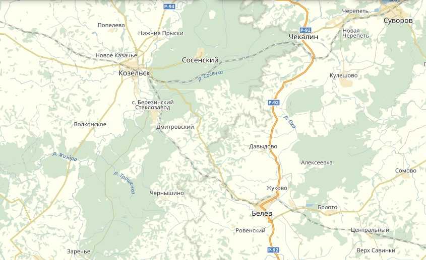 Карта-схема дорог городище козельск
