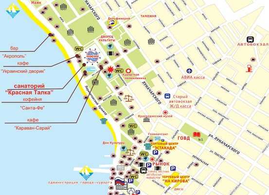 Карта геленджика с улицами и отелями гостевыми домами