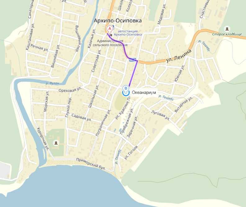 Джубга на карте подробно с улицами, домами и районами