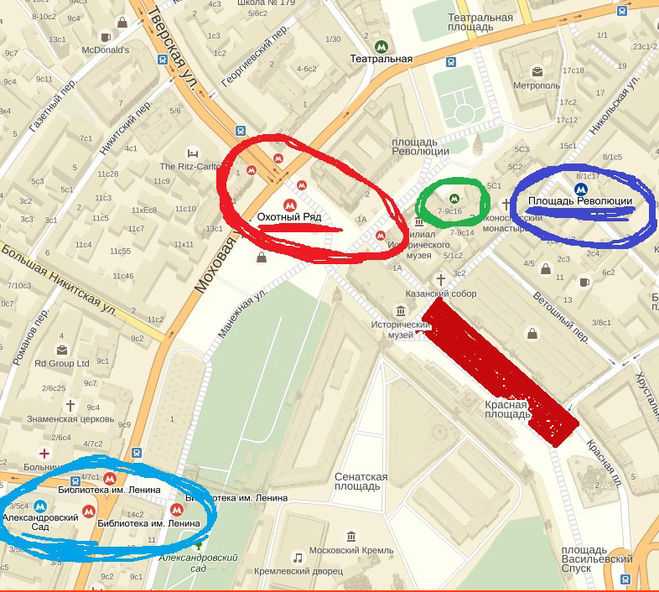 Узнай где находится Красная площадь на карте Москвы (С описанием и фотографиями) Красная площадь со спутника