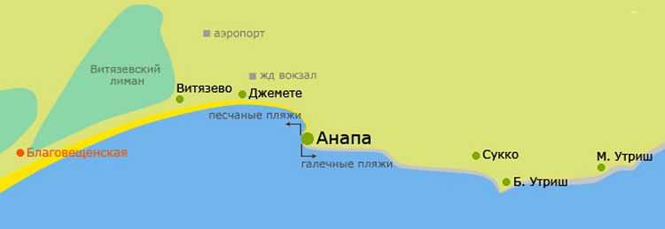 Карта побережья черного моря и азовского моря - расположение курортов на побережье