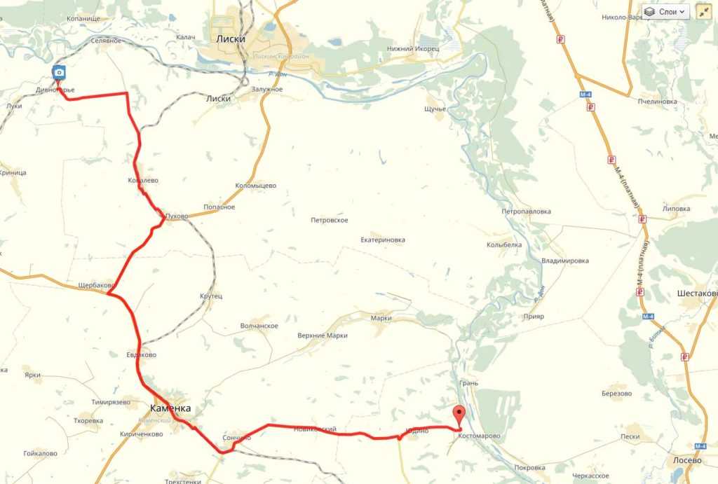 Карта от дивногорья до краснодара