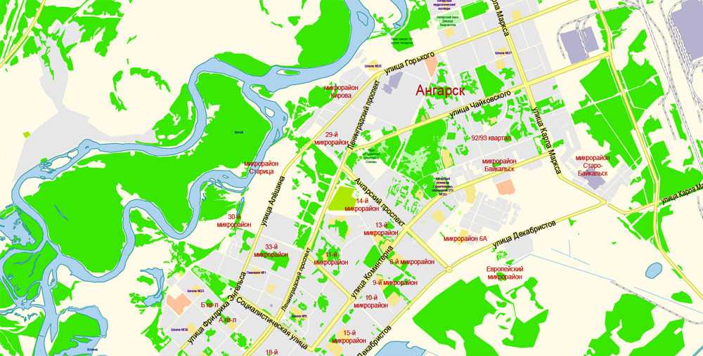 Ангарск на карте россии с улицами и домами