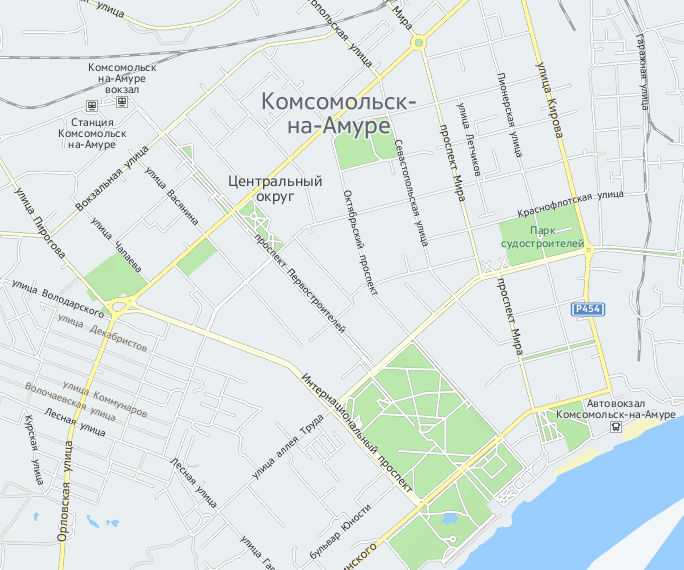 Комсомольск-на-амуре на карте россии с улицами и домами