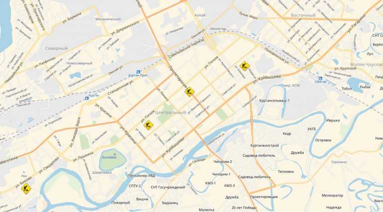 Карта кургана подробная с улицами, номерами домов, районами. схема и спутник онлайн.